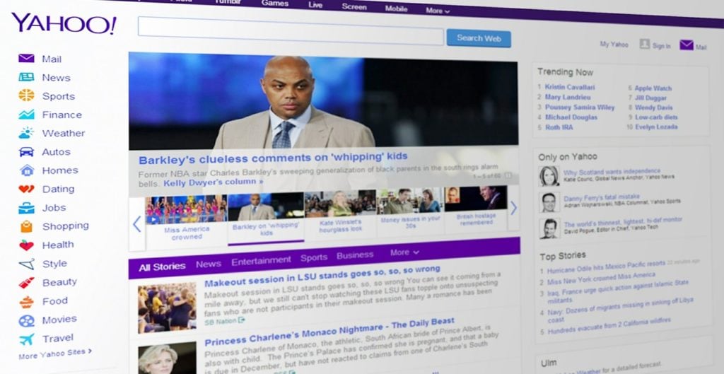 Antigua página de inicio de Yahoo