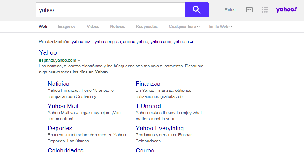 Página de búsqueda de Yahoo