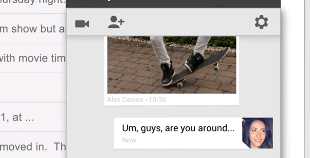 Mensajes y opciones en un chat de Google Hangouts