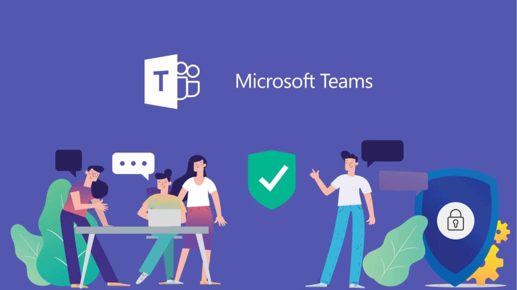 Caricatura de usuarios utilizando el servicio de Microsoft Teams