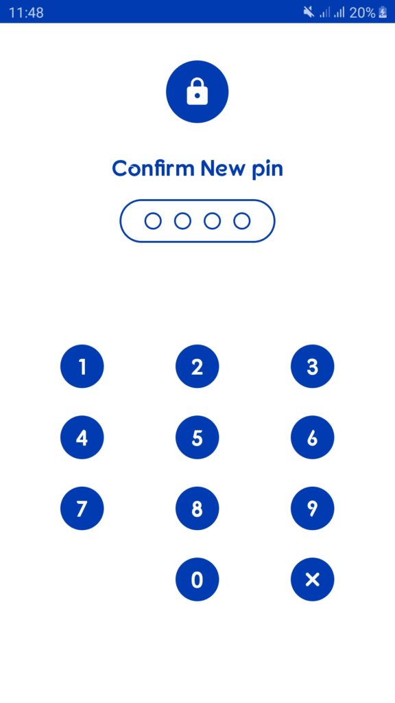 Teclado numérico para confirmar el nuevo PIN en Chat Lock for WhatsApp