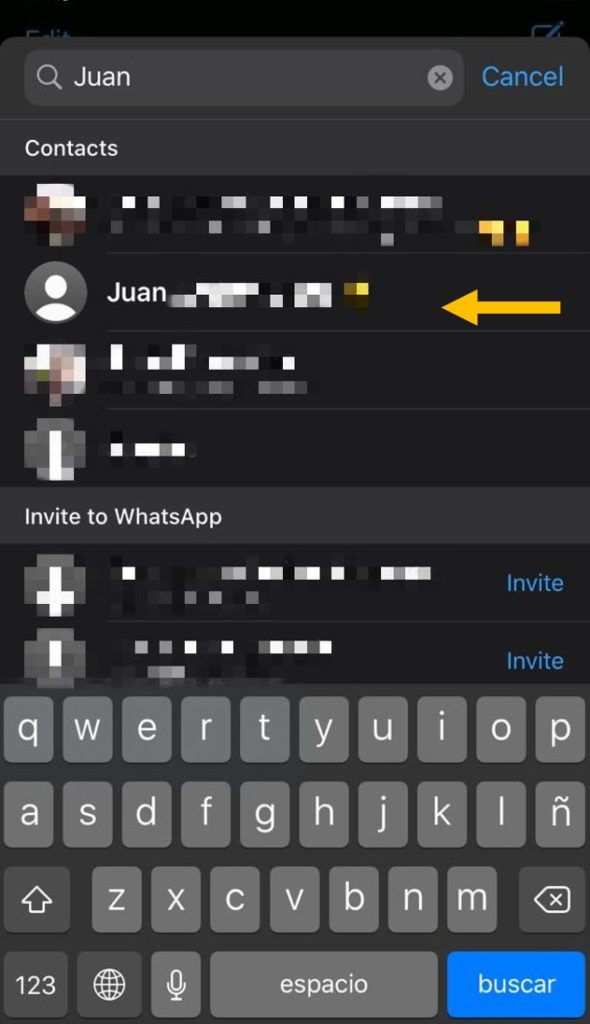 Cómo eliminar un contacto en WhatsApp en iphone 2