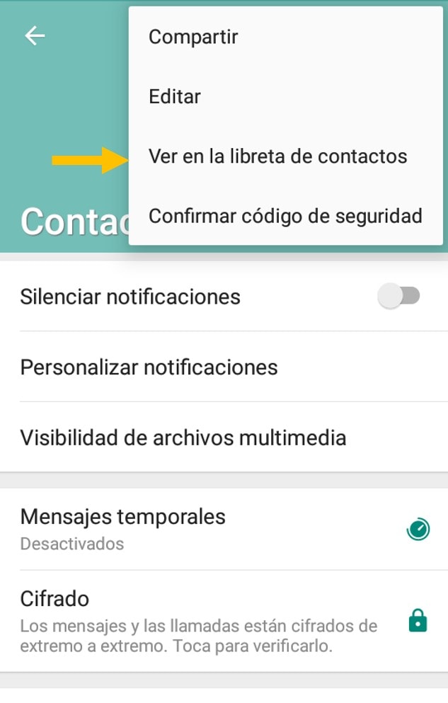 Cómo eliminar un contacto en WhatsApp en android 5