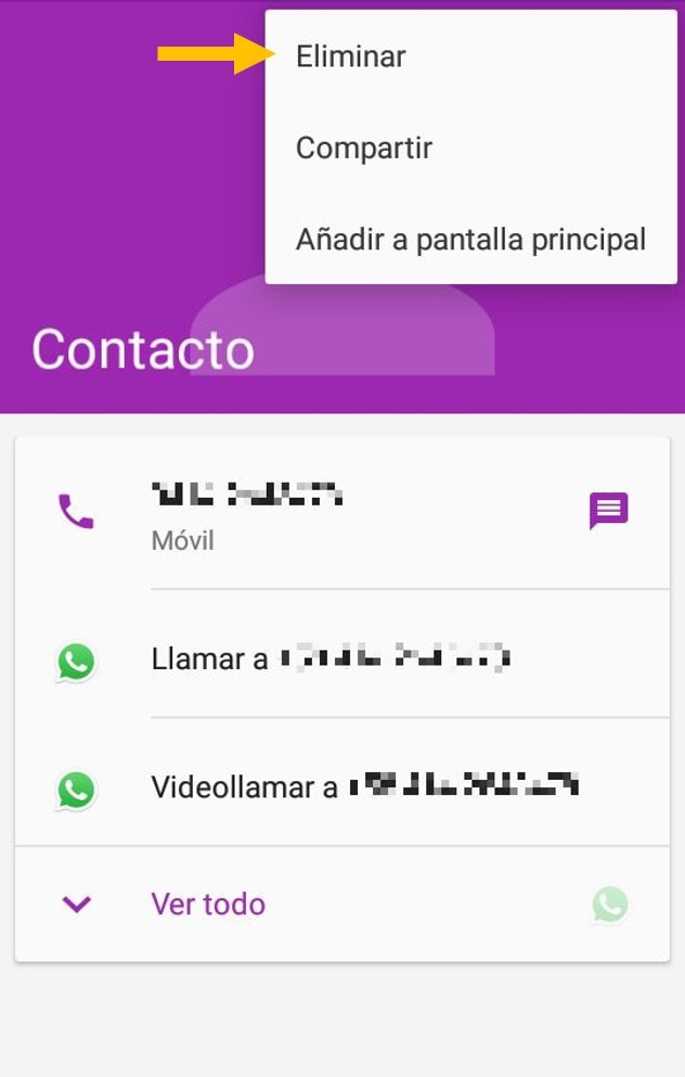 Cómo eliminar un contacto en WhatsApp en android 6