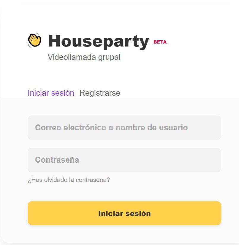 registro en houseparty