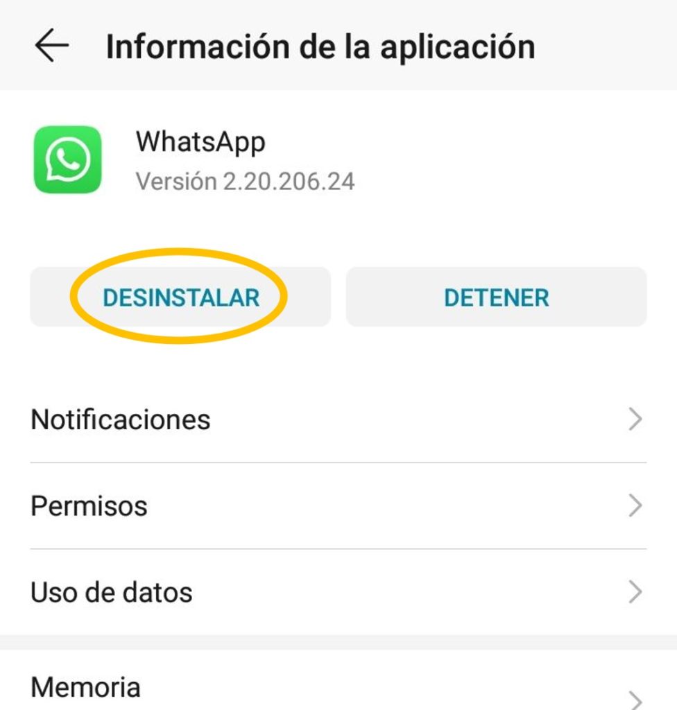 desinstalar whatsapp