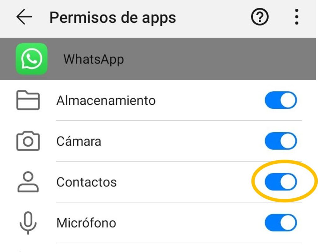 ajustes de permisos de whatsapp