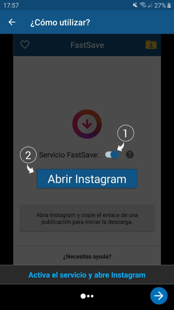 Instrucciones de Fastsave en Android