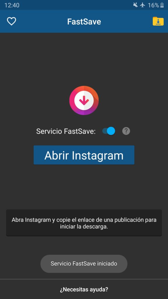 Interfaz de inicio de FastSave