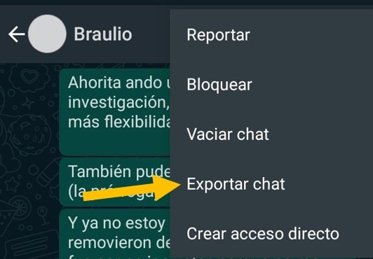 Exportar desde el chat en Android 2
