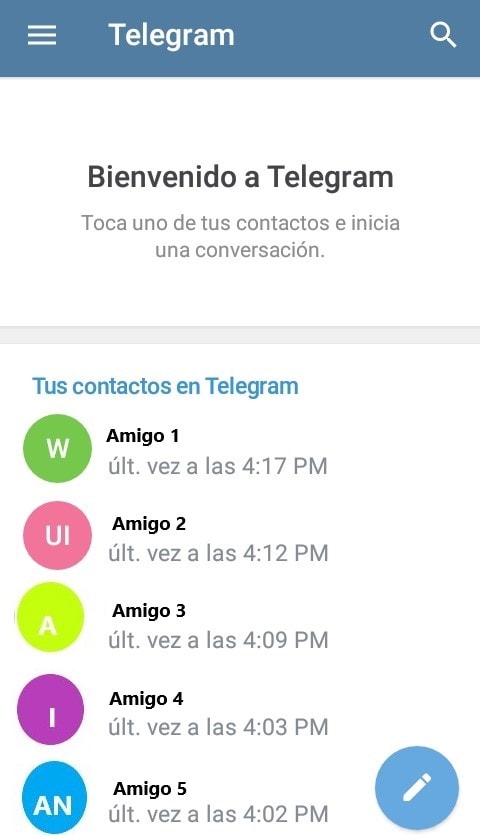 Imagen de Bienvenida al entrar a Telegram