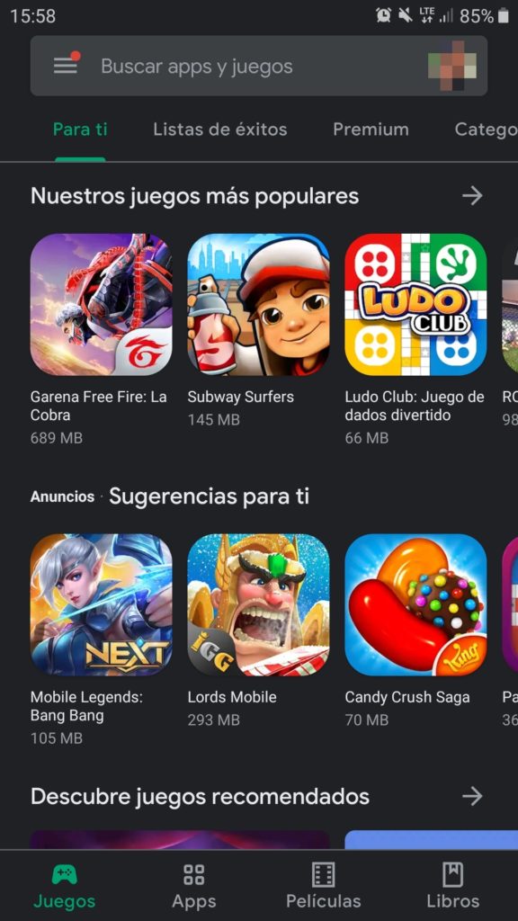 Google Play Store en Android