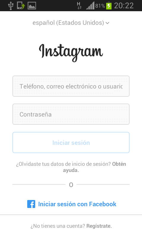 Inicio de sesión en Instagram para Android