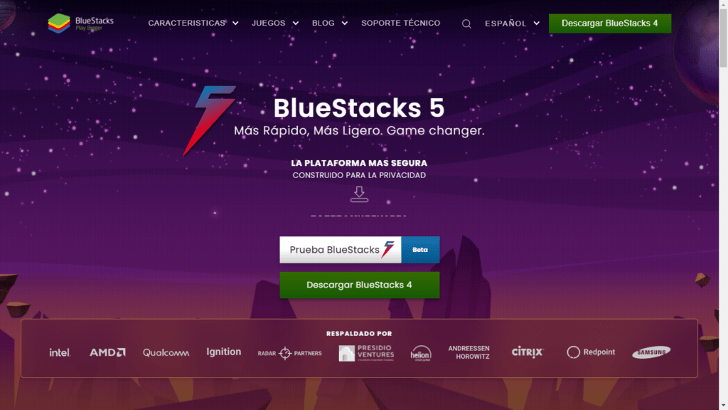 Página de inicio de BlueStacks