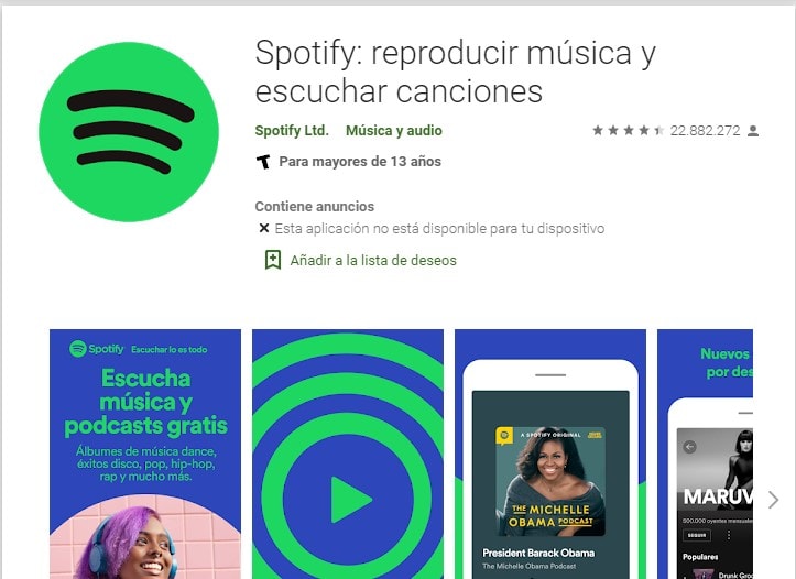 Descarga de App Spotify en Google Play