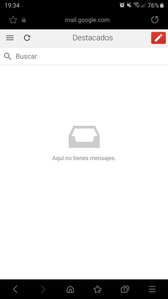 Interfaz de Gmail en dispositivos Android