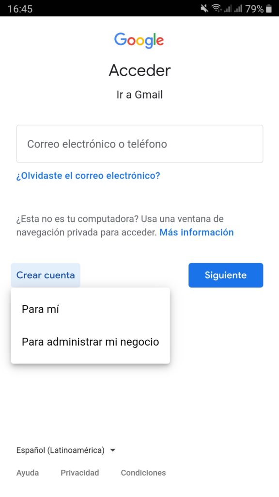 Página de inicio de Gmail en Android y iOS