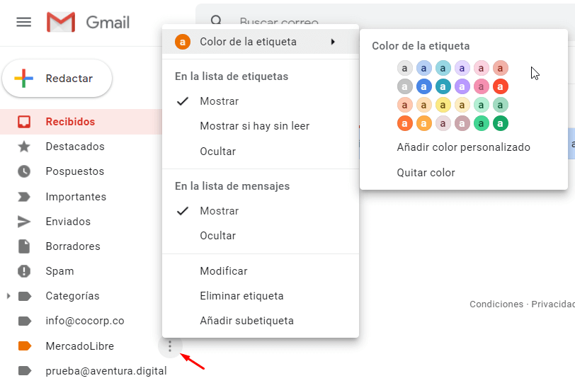 Crear etiquetas para organizar tus correos en Gmail