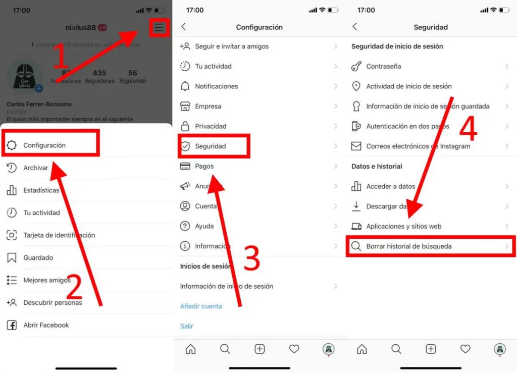 Cómo borrar el historial de búsqueda de Instagram